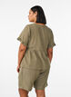 High-waisted linen and viscose shorts, Green, Model image number 2