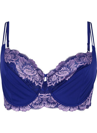 Full cover bra with underwire and lace - Purple - Sz. 85E-115H