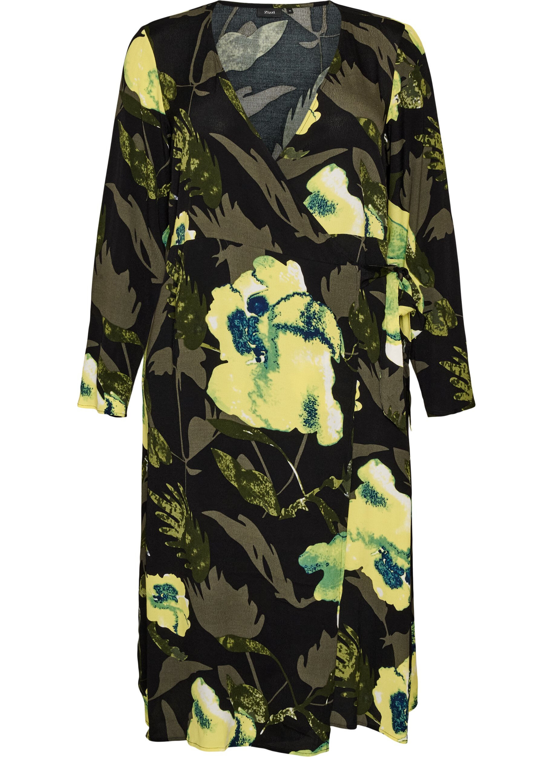 Floral wrap dress in viscose with a tie belt