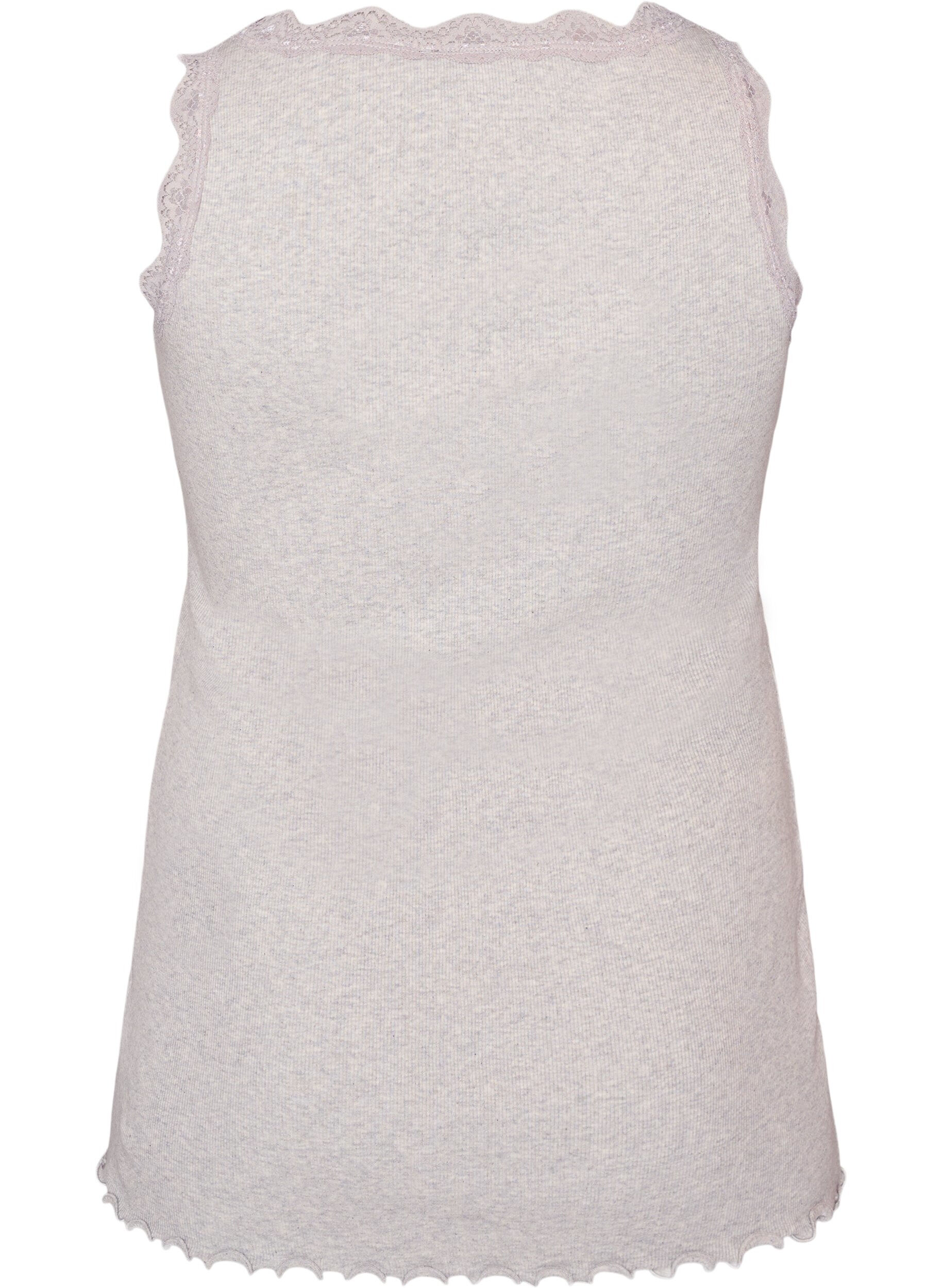 ZizzifashionRibbed top with lace trim, Grey, Packshot image number 1