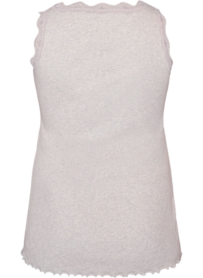 Ribbed top with lace trim, Grey, Packshot image number 1
