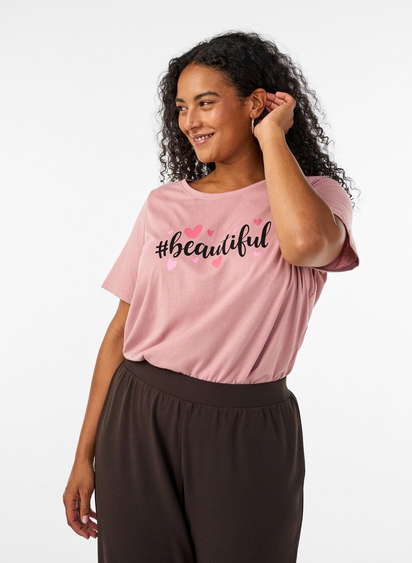 T-shirt with motif, Red, Model image number 0