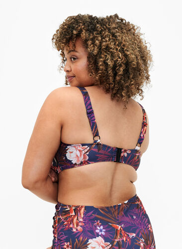 Printed bikini bra with underwire, Purple Flower, Model image number 1