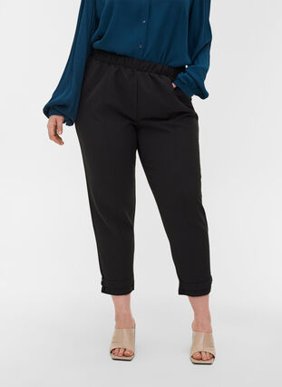 Cropped trousers with creases, Black, Model image number 2