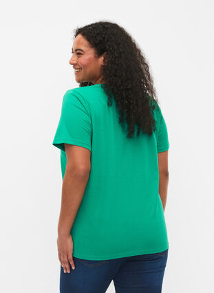 Short sleeve t-shirt with v-neckline, Simply Green, Model image number 1