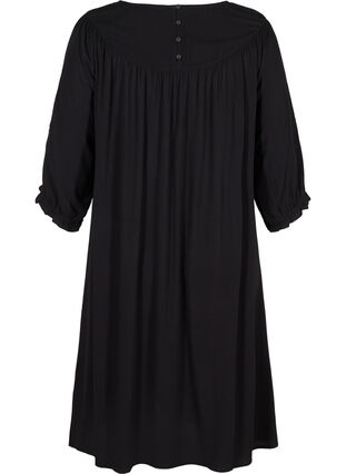 Viscose dress with embroidery and short sleeves, Black, Packshot image number 1