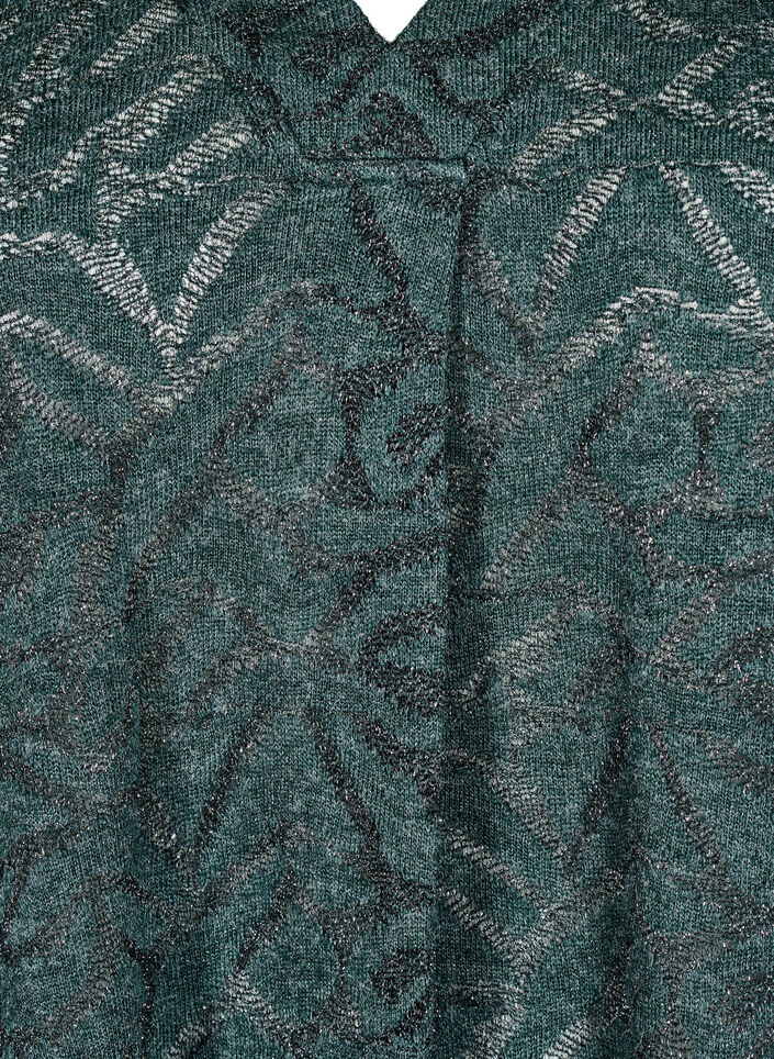 Long-sleeved blouse with glitter and pattern, Green, Packshot image number 2