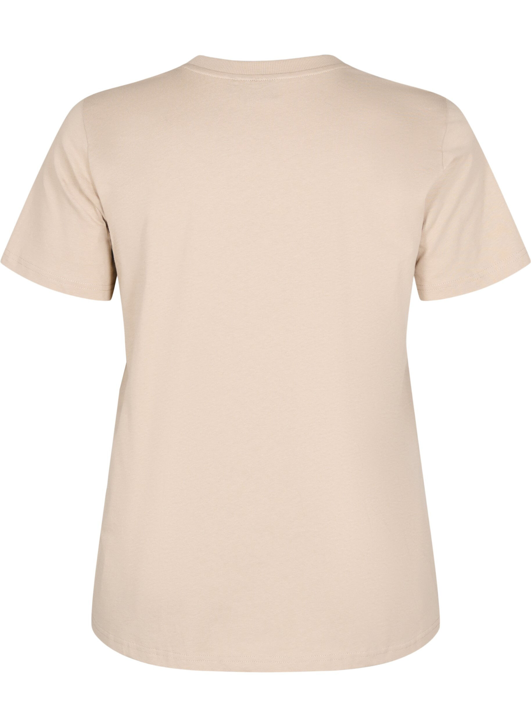 Zizzifashion Basic cotton T-shirt with round neck, Beige, Packshot image number 1