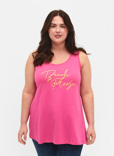 Cotton top with a-shape, Shocking Pink BEACH, Model image number 0