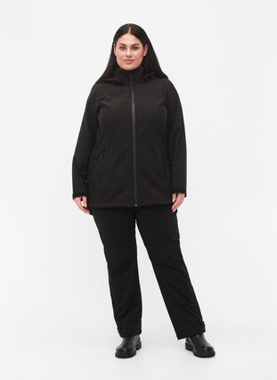	 Softshell jacket with detachable hood, Black, Model image number 2