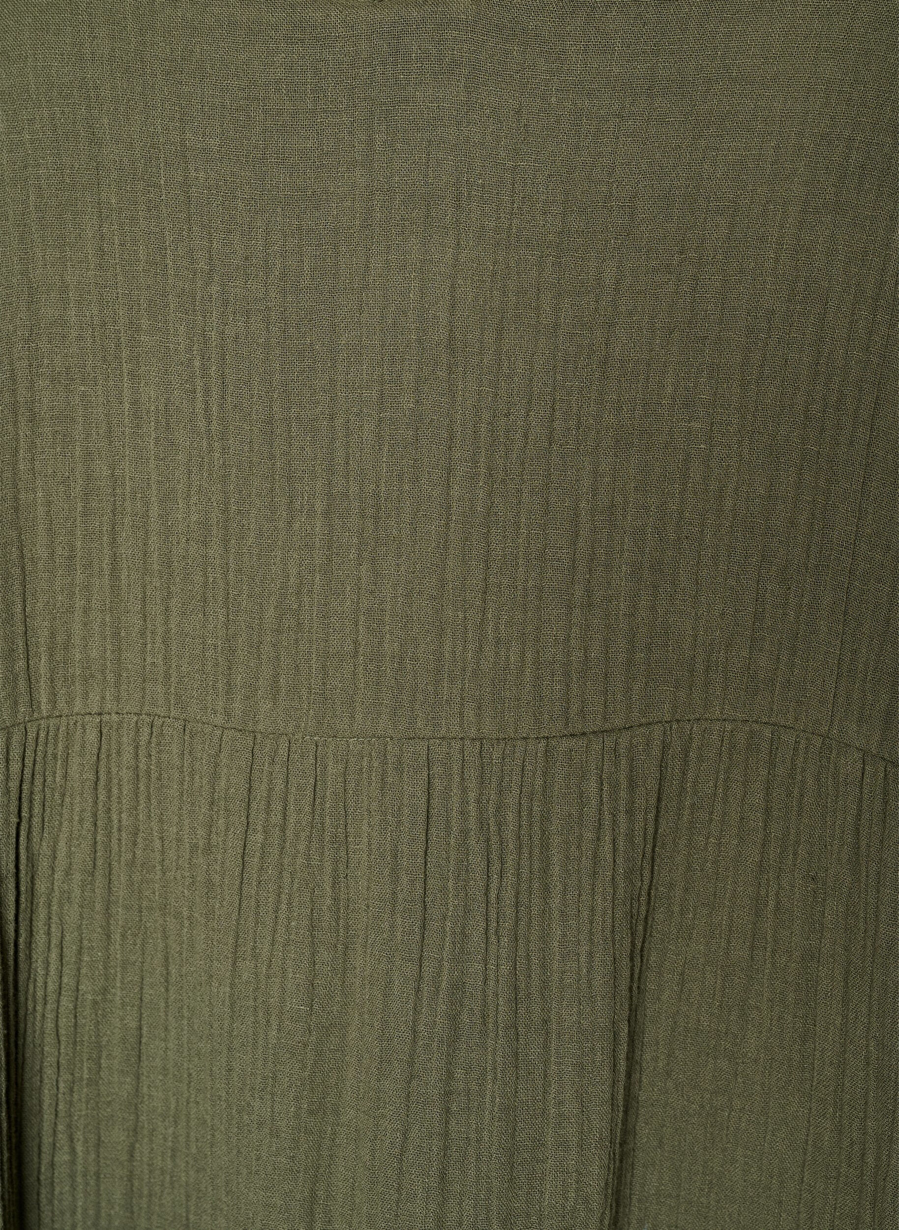 Zizzifashion A-line midi dress in cotton muslin, Green, Packshot image number 2