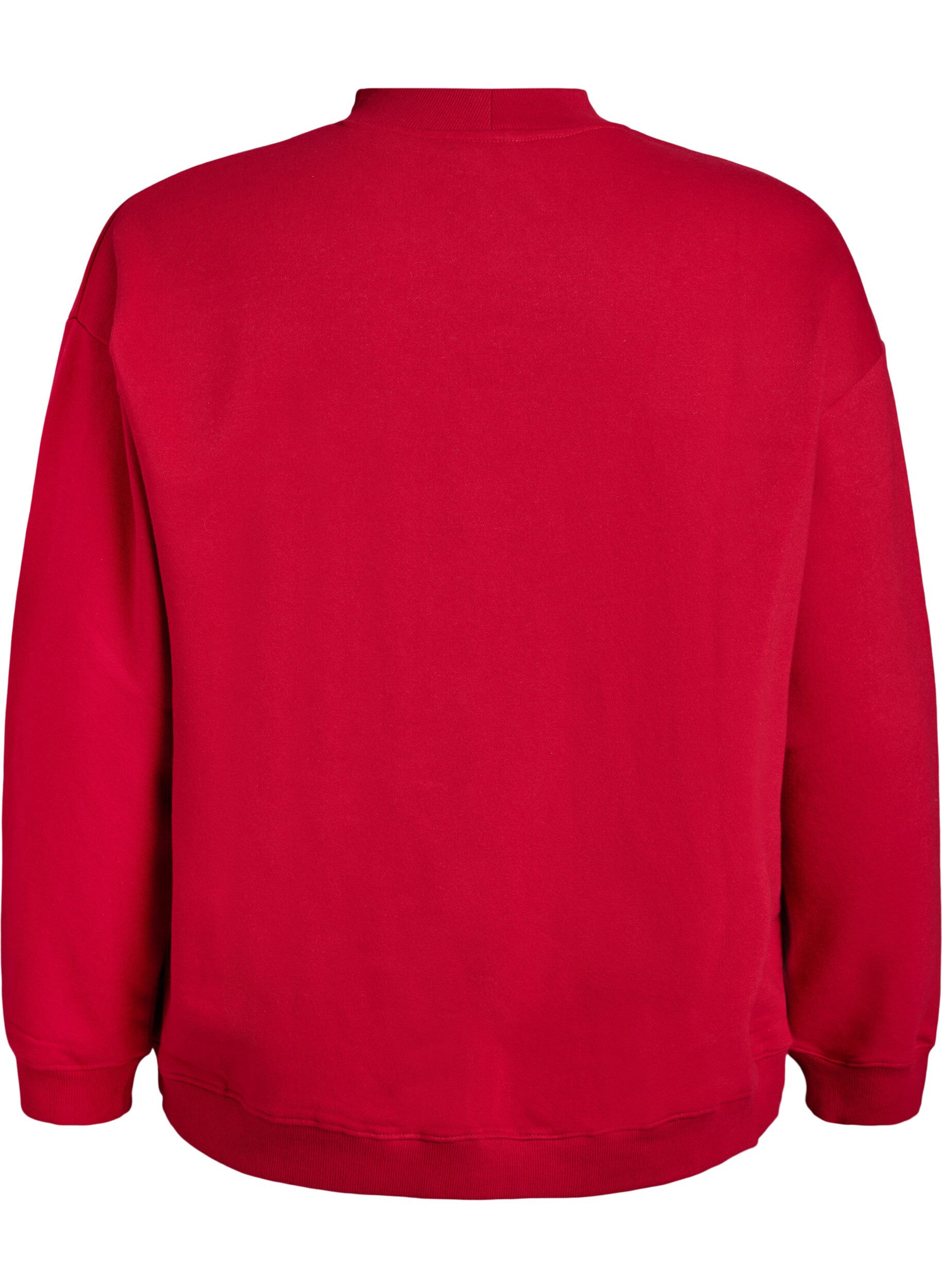 Zizzifashion Sweatshirt with high neck and long sleeves, Red, Packshot image number 1