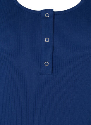 Top with a round neck in ribbed fabric, Twilight Blue, Packshot image number 2
