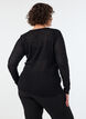 Blouse with eyelet pattern and long sleeves, Black, Model image number 2