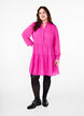 Textured short dress with a ruffle collar, Magenta, Model image number 2