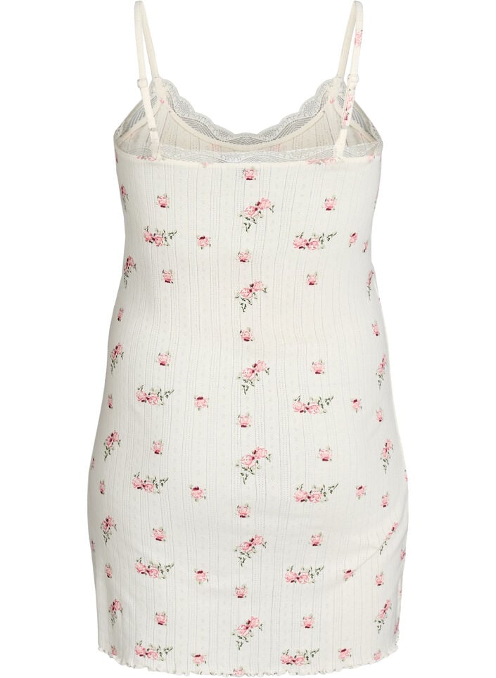 Nightgown with thin straps and textured pattern, Vanilla, Packshot