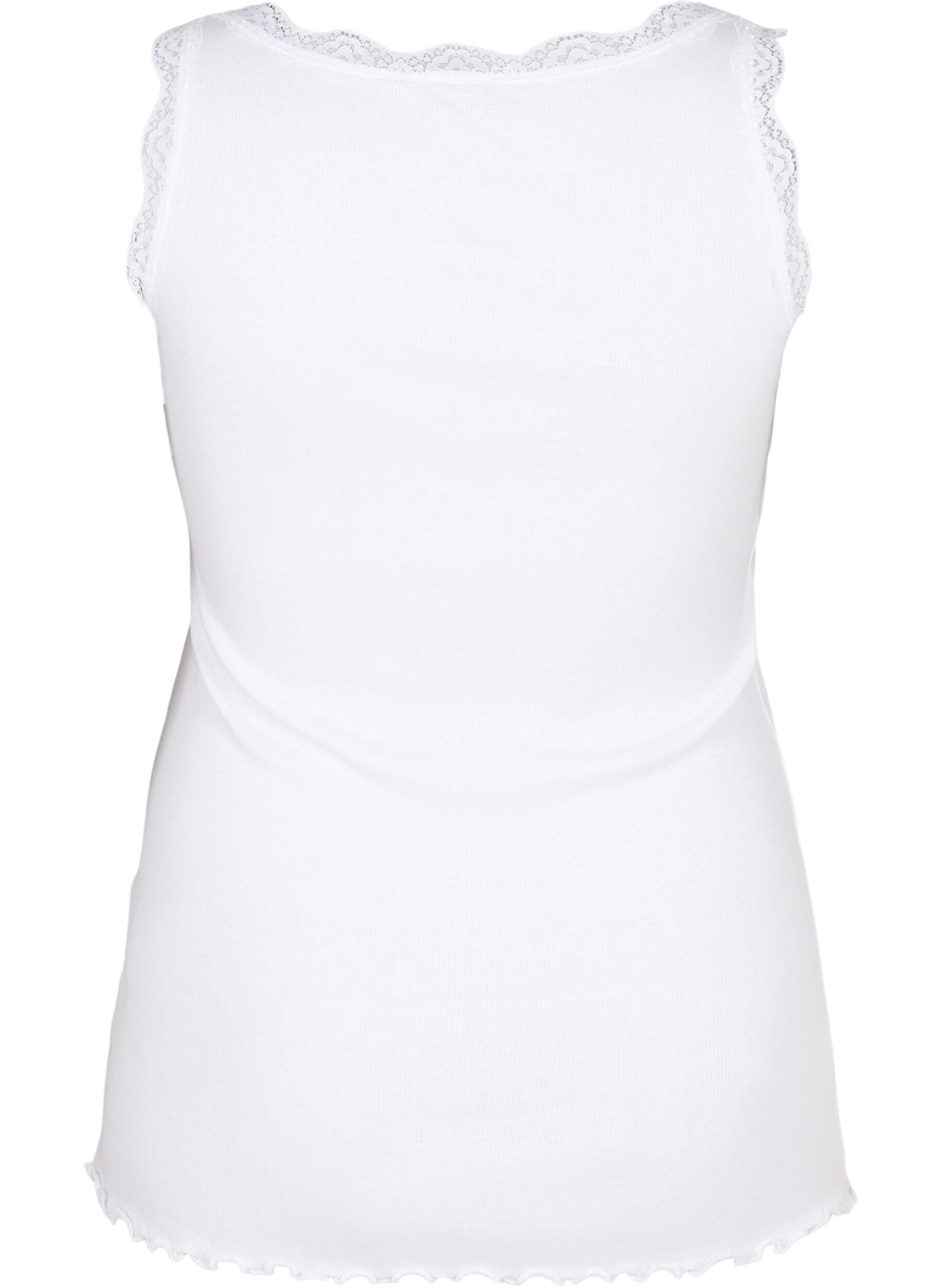 Zizzifashion Top with lace trim, White, Packshot image number 1
