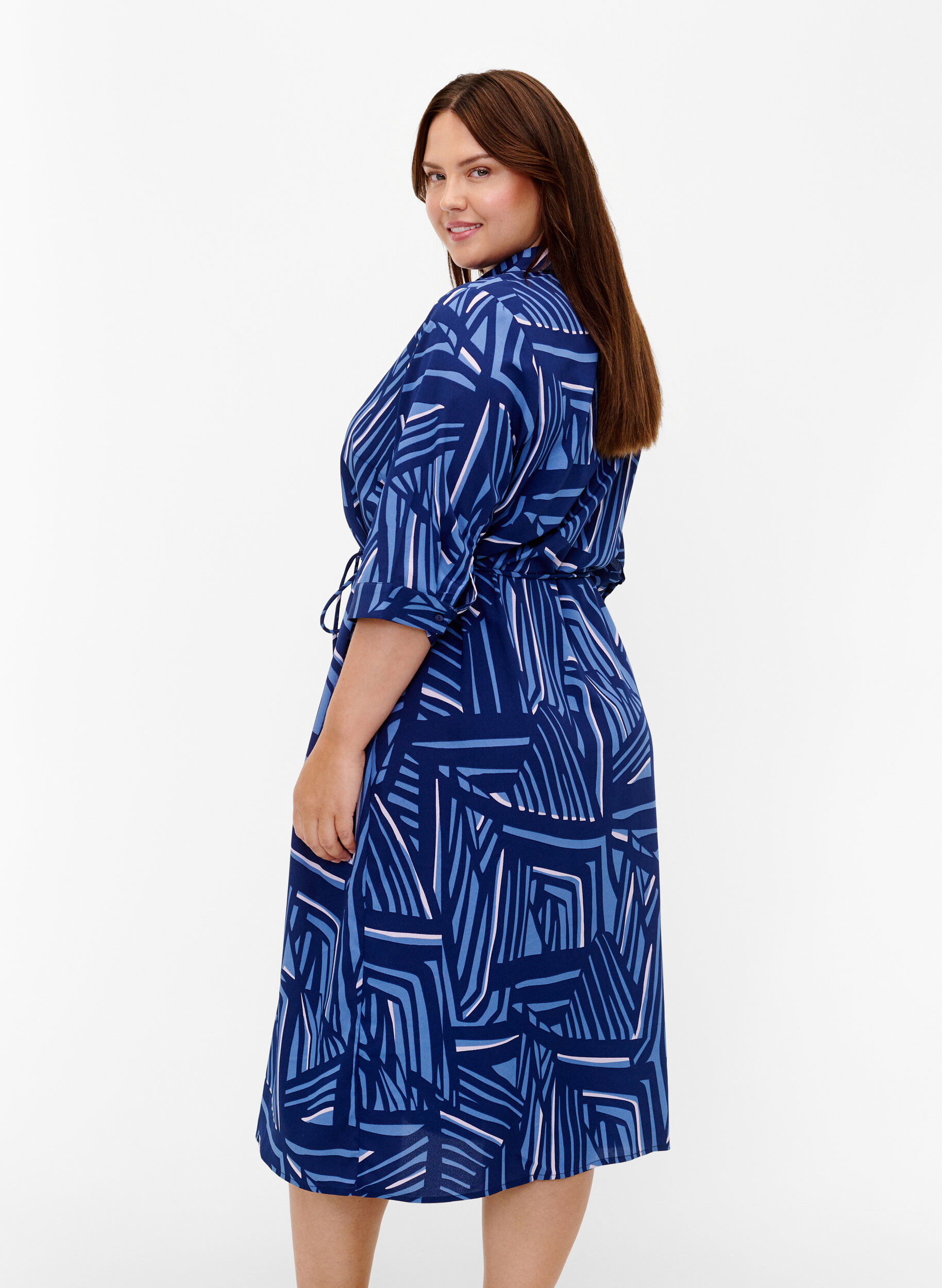 Zizzifashion FLASH - Shirt dress with print, Medieval Blue AOP, Model image number 1