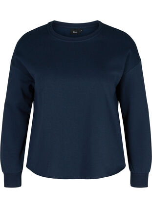 Cropped sweatshirt with round neck, Navy Blazer, Packshot image number 0
