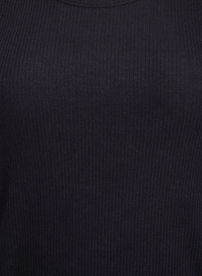 Knee-length T-shirt dress in ribbed jersey, Black, Packshot image number 2