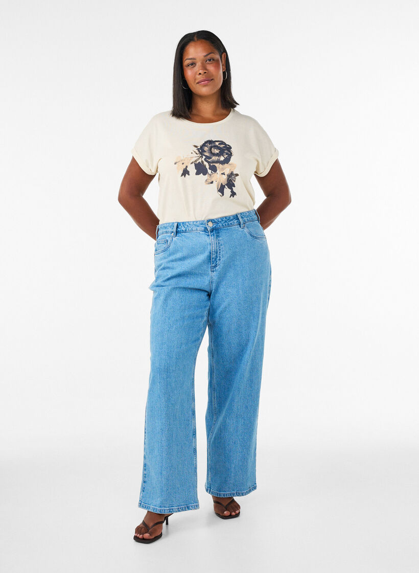 T-shirt with decorative front print, Vanilla, Model image number 1