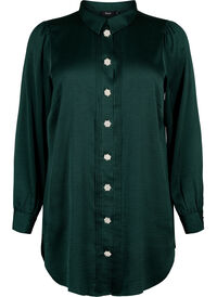 Long shirt with pearl buttons