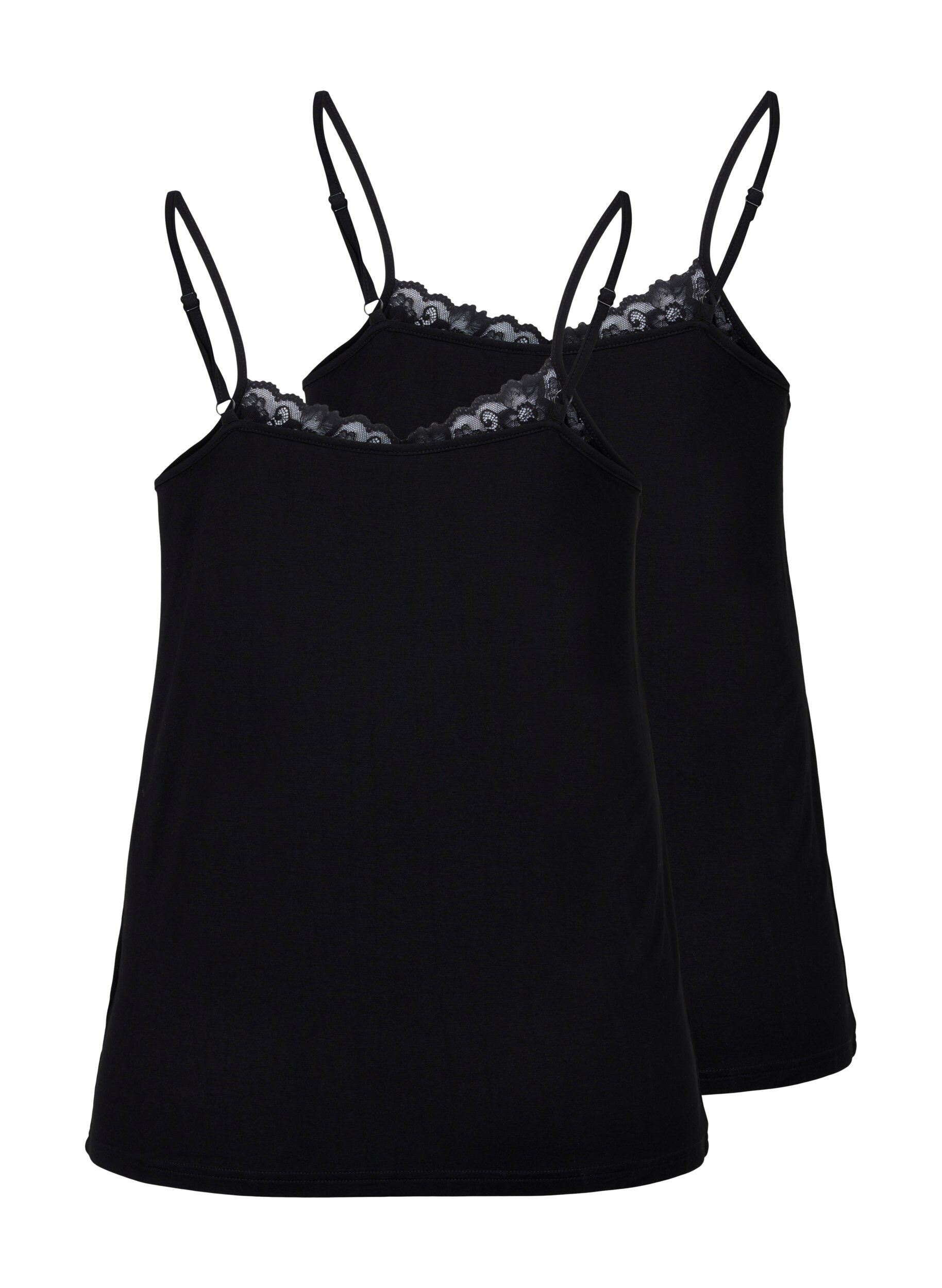 Zizzifashion Viscose top with lace details, Black, Packshot image number 1