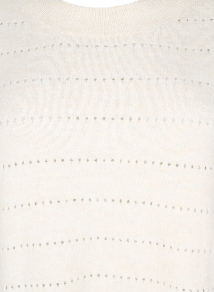 Knitted blouse with round neck and lace pattern, Birch Mel., Packshot image number 2