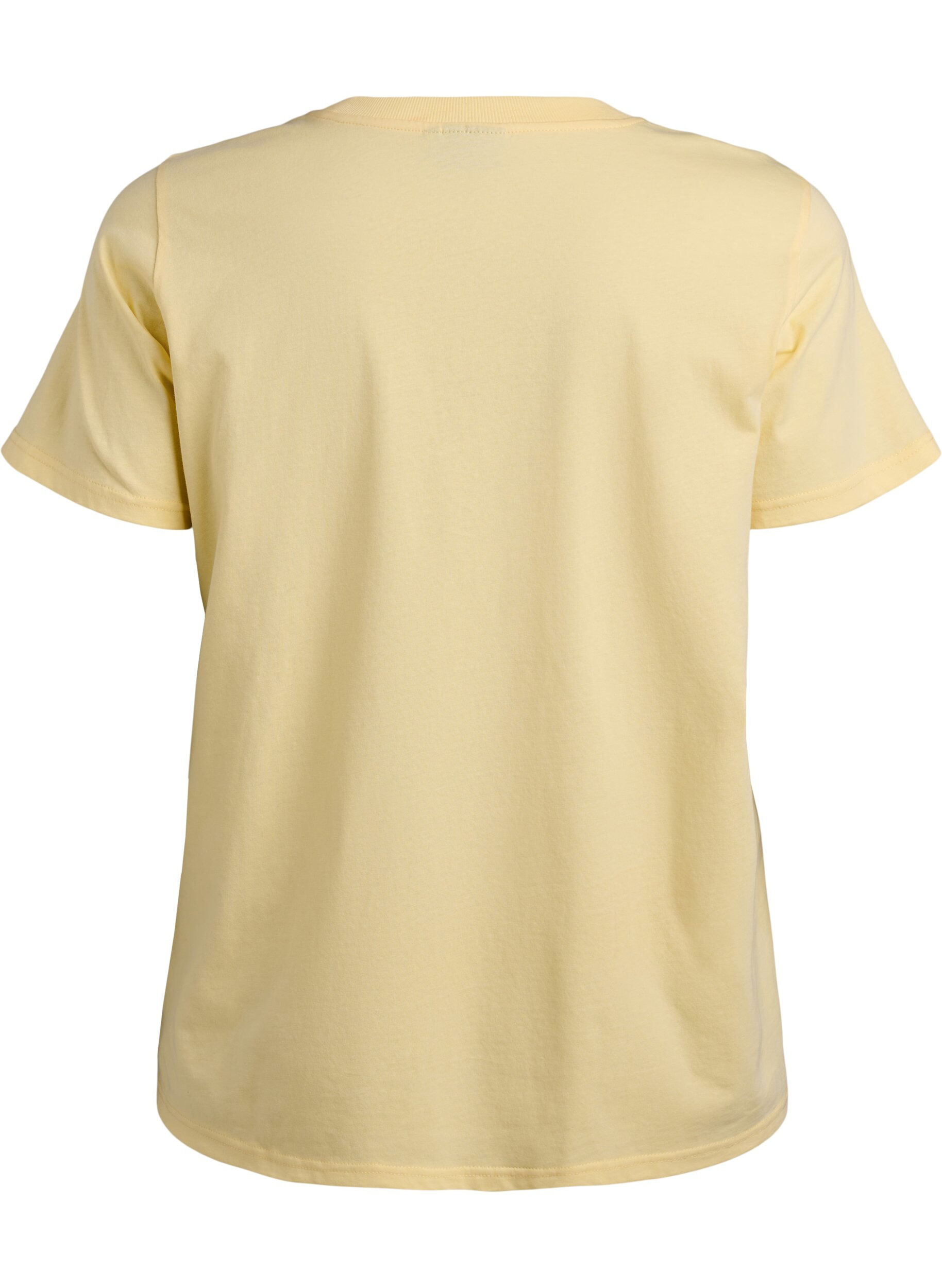 ZizzifashionBasic cotton T-shirt with round neck, Yellow, Packshot image number 1