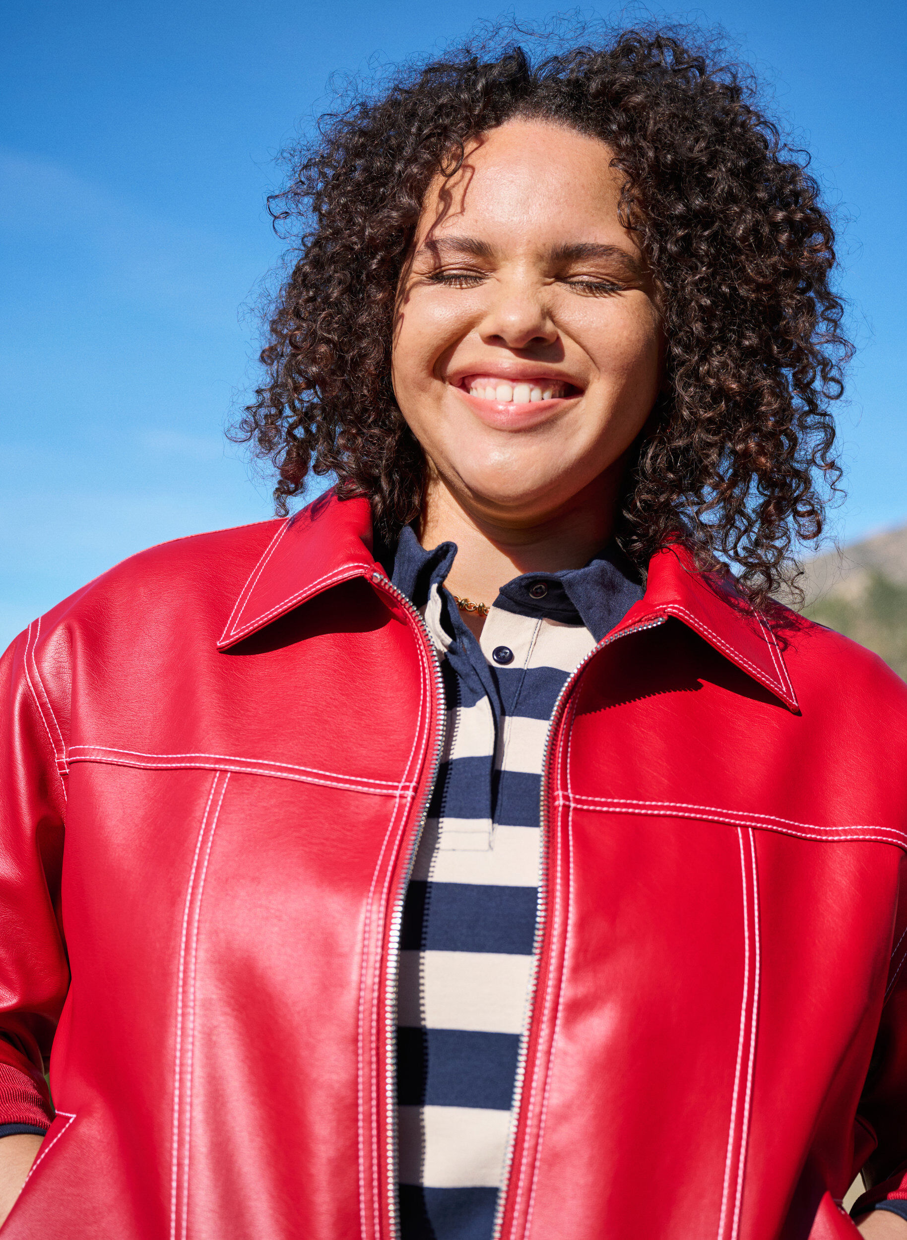 Zizzifashion Faux leather bomber jacket, Rhythmic Red, Image image number 0