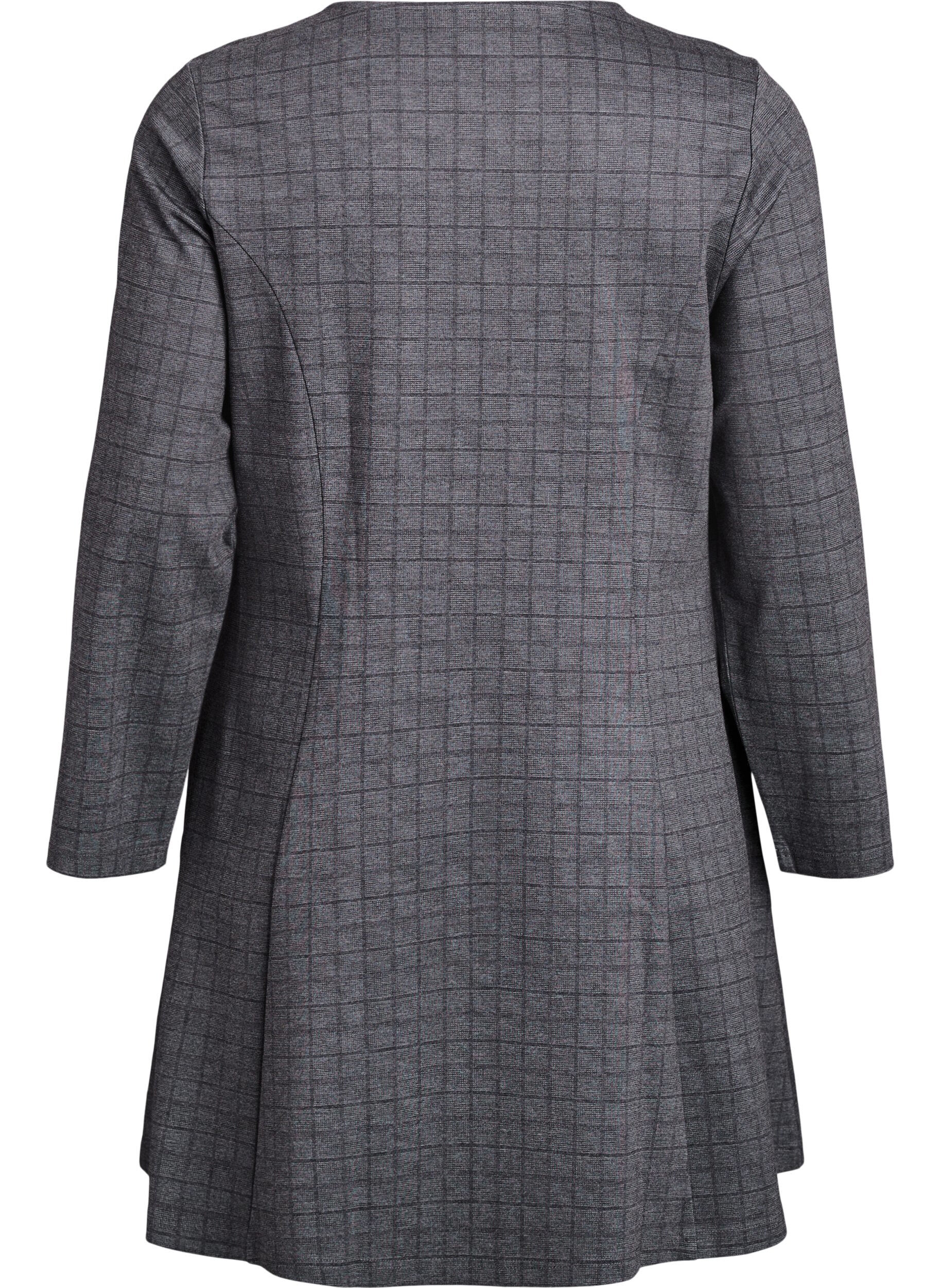Zizzifashion Short dress with a checked pattern and an A-line shape, Grey, Packshot image number 1