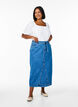 Denim maxi skirt with tie belt, Blue Denim, Model image number 0