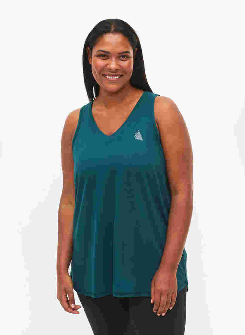 Sports top with V-neck, Deep Teal, Model