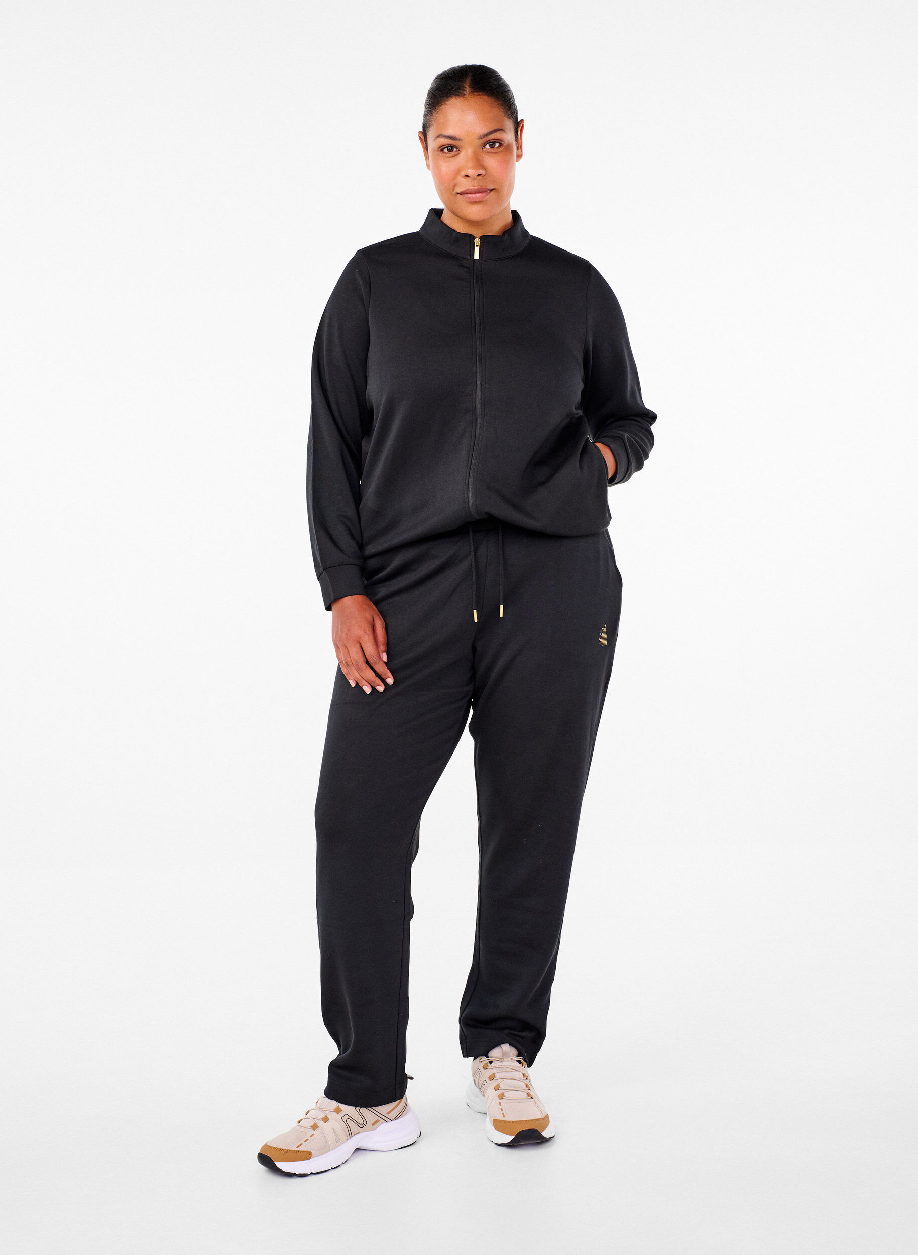 Zizzifashion Sweatpants with pockets and high waist, Black, Model image number 1