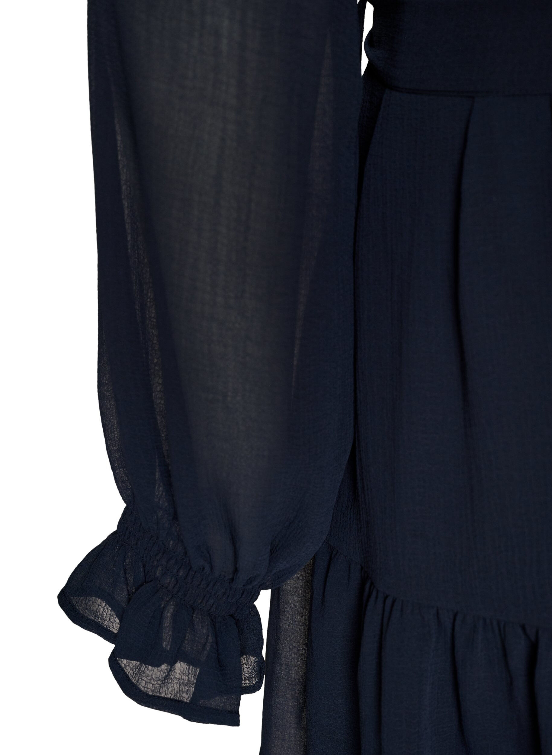 ZizzifashionShort dress with ruffle details and a tie-belt, Blue, Packshot image number 3
