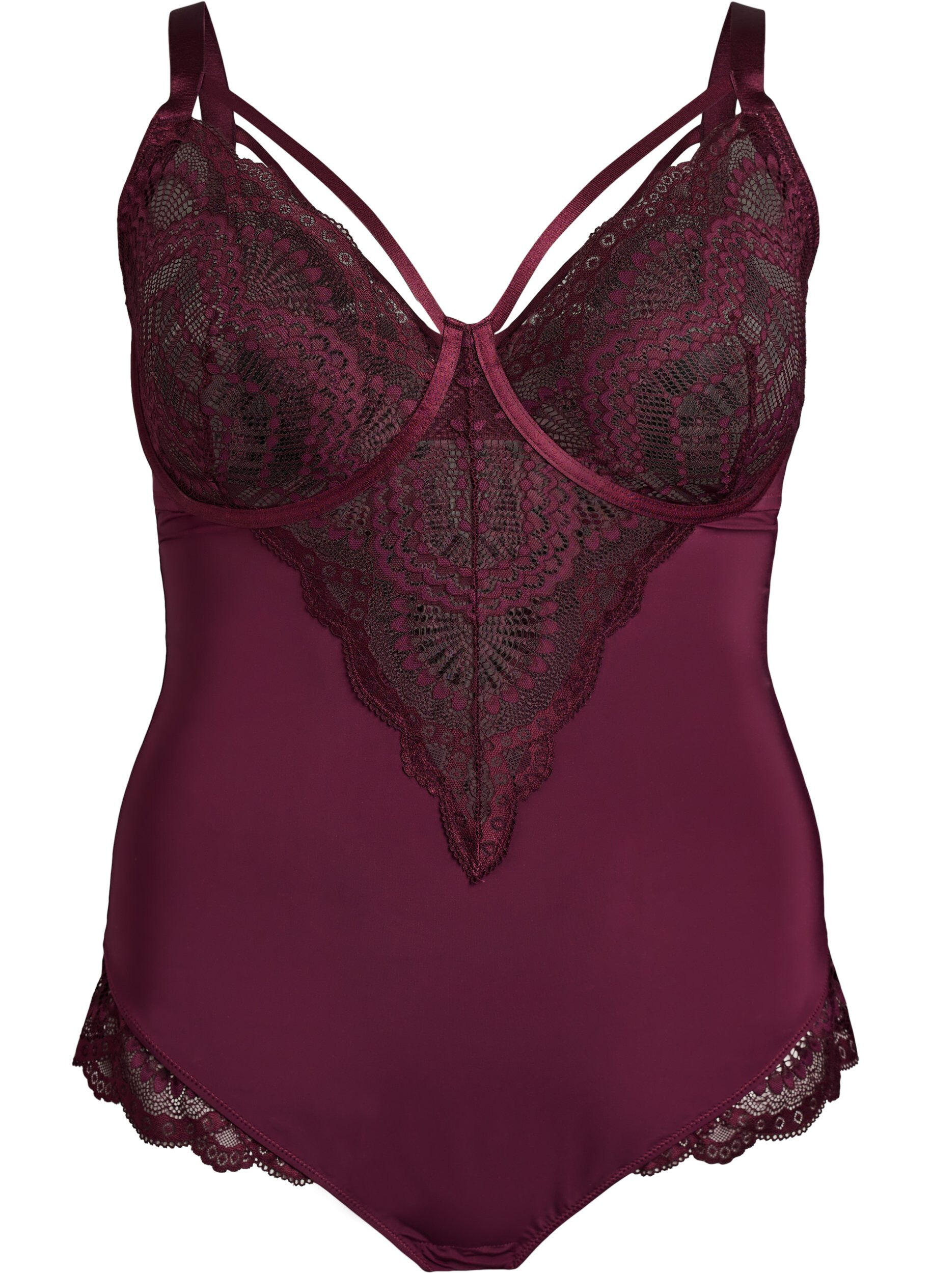 ZizzifashionUnderwired lace body with strap detail, Red, Packshot image number 0