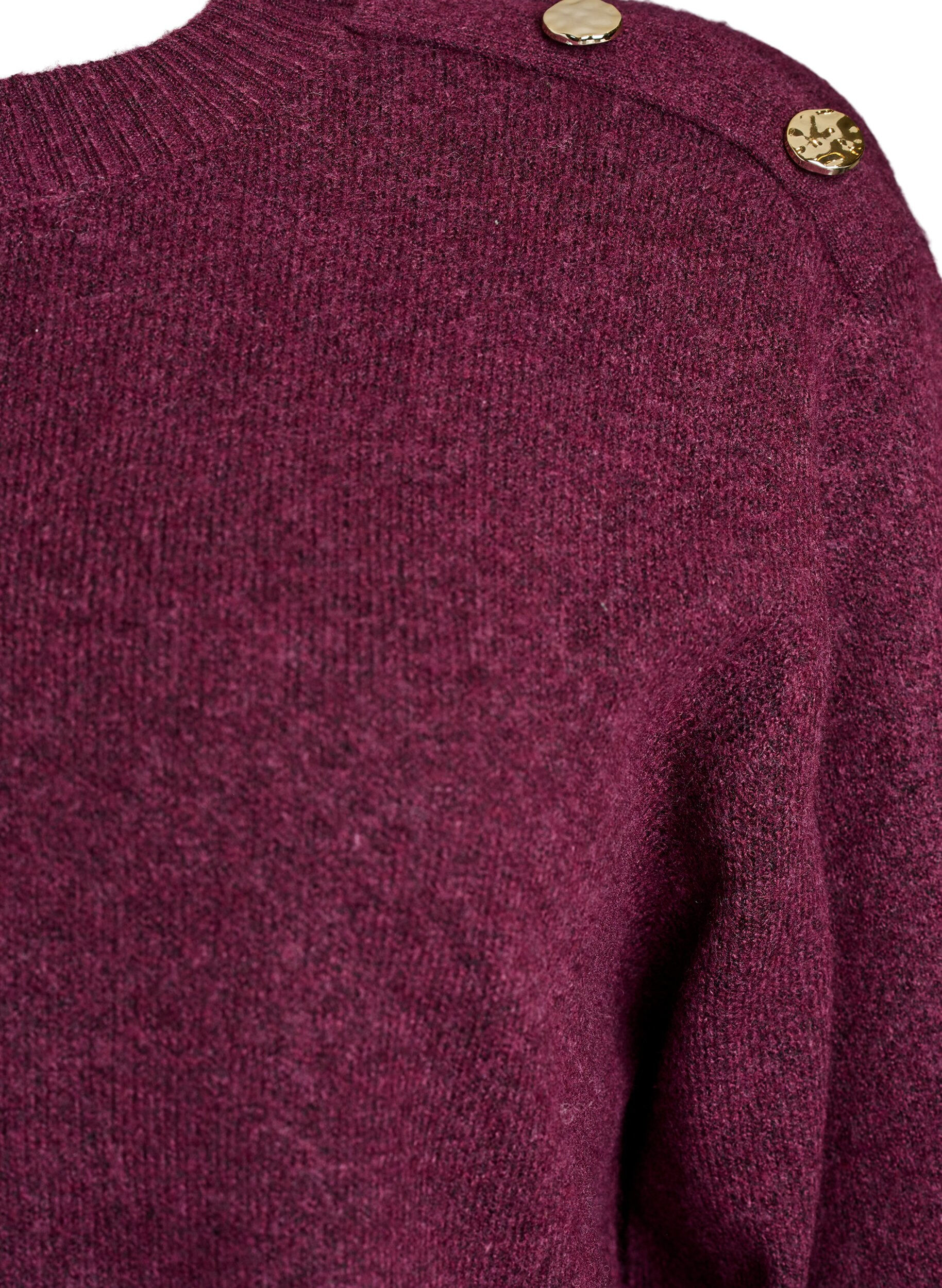 ZizzifashionKnit blouse with button detail, Dark Bordeaux, Packshot image number 2
