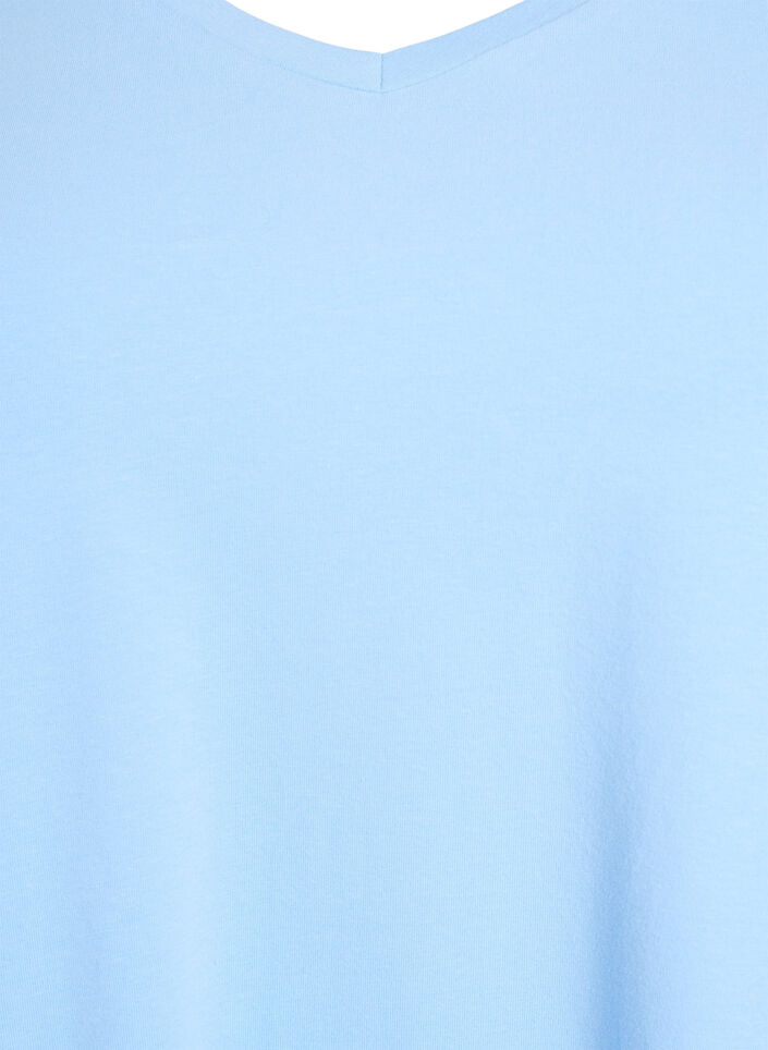 Basic plain cotton t-shirt, Light Blue, Packshot image number 2