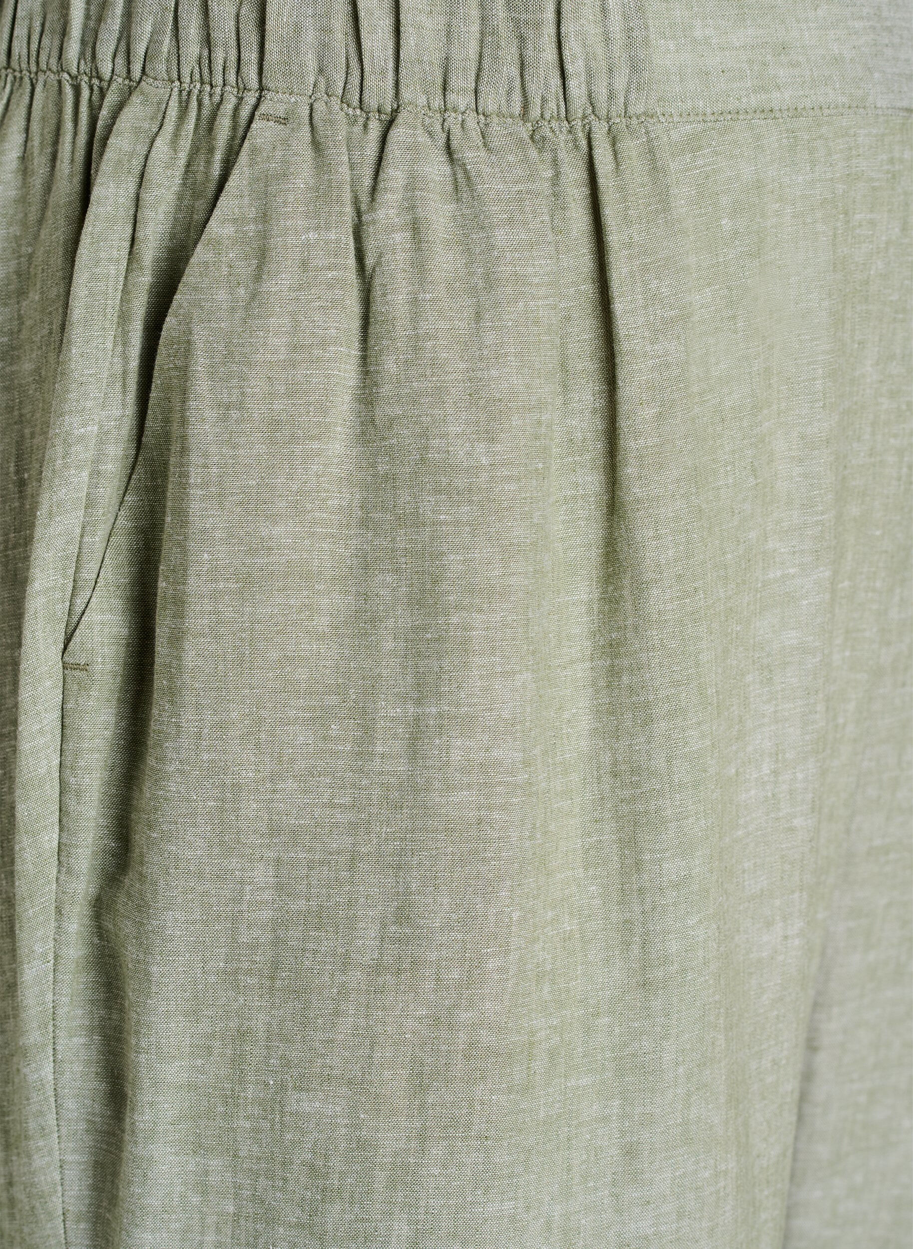 Zizzifashion Loose trousers in linen and viscose, Green, Packshot image number 2