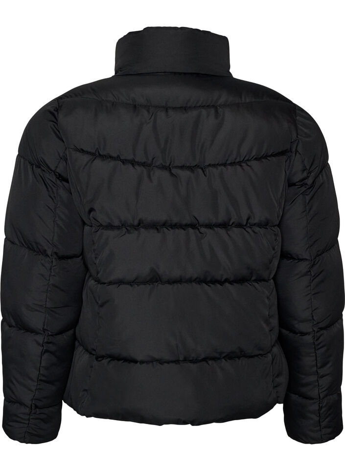 Short puffer jacket with a high collar, Black, Packshot image number 1