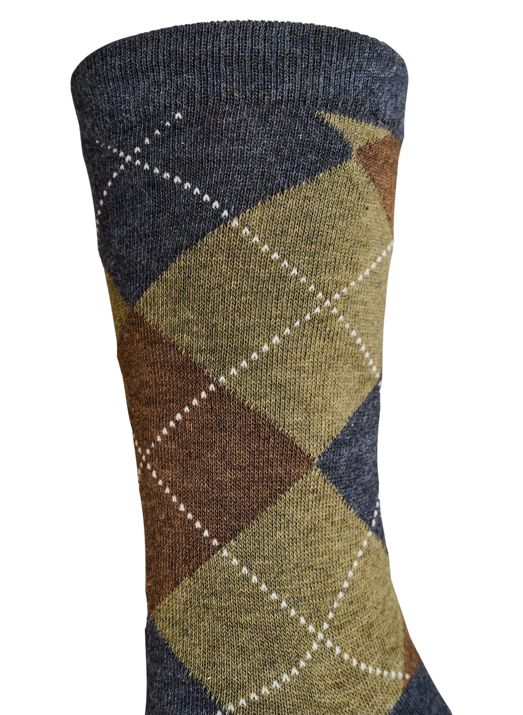 Zizzifashion2-pack of harlequin pattern socks, Brown, Packshot image number 3