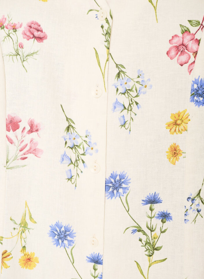 Midi dress in linen and viscose with ruffle sleeves, Beige, Packshot image number 2