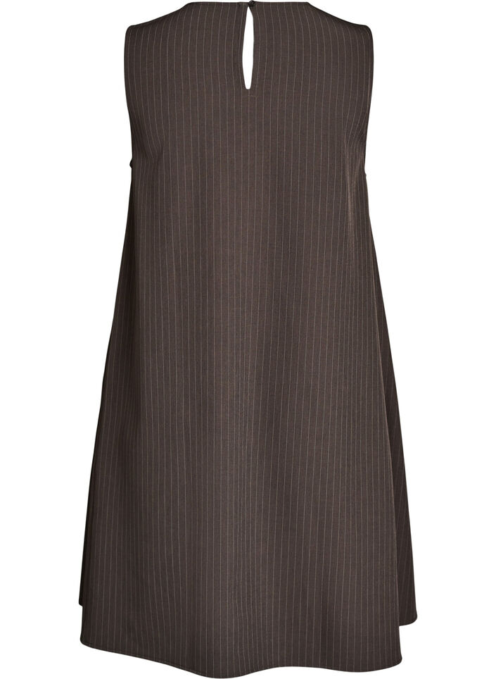 Sleeveless pinstripe A-line dress, Brown, Packshot image number 1
