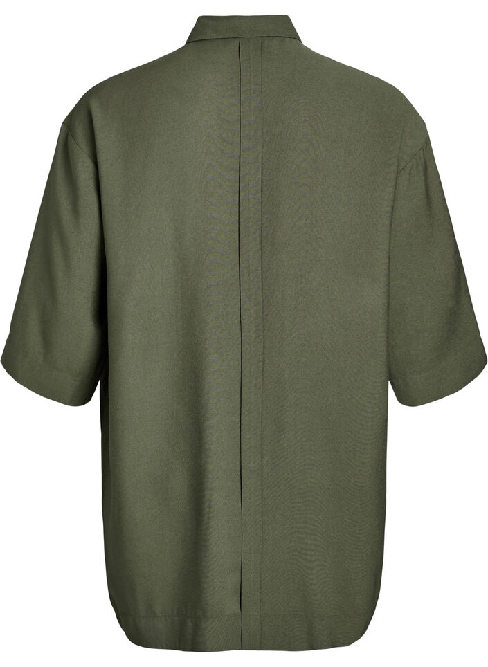Tunic in viscose with pockets and collar, Green, Packshot image number 1