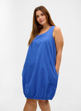 Sleeveless cotton dress, Dazzling Blue, Model image number 0