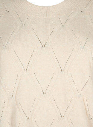 Knitted pullover with hole pattern, Birch Mel., Packshot image number 2