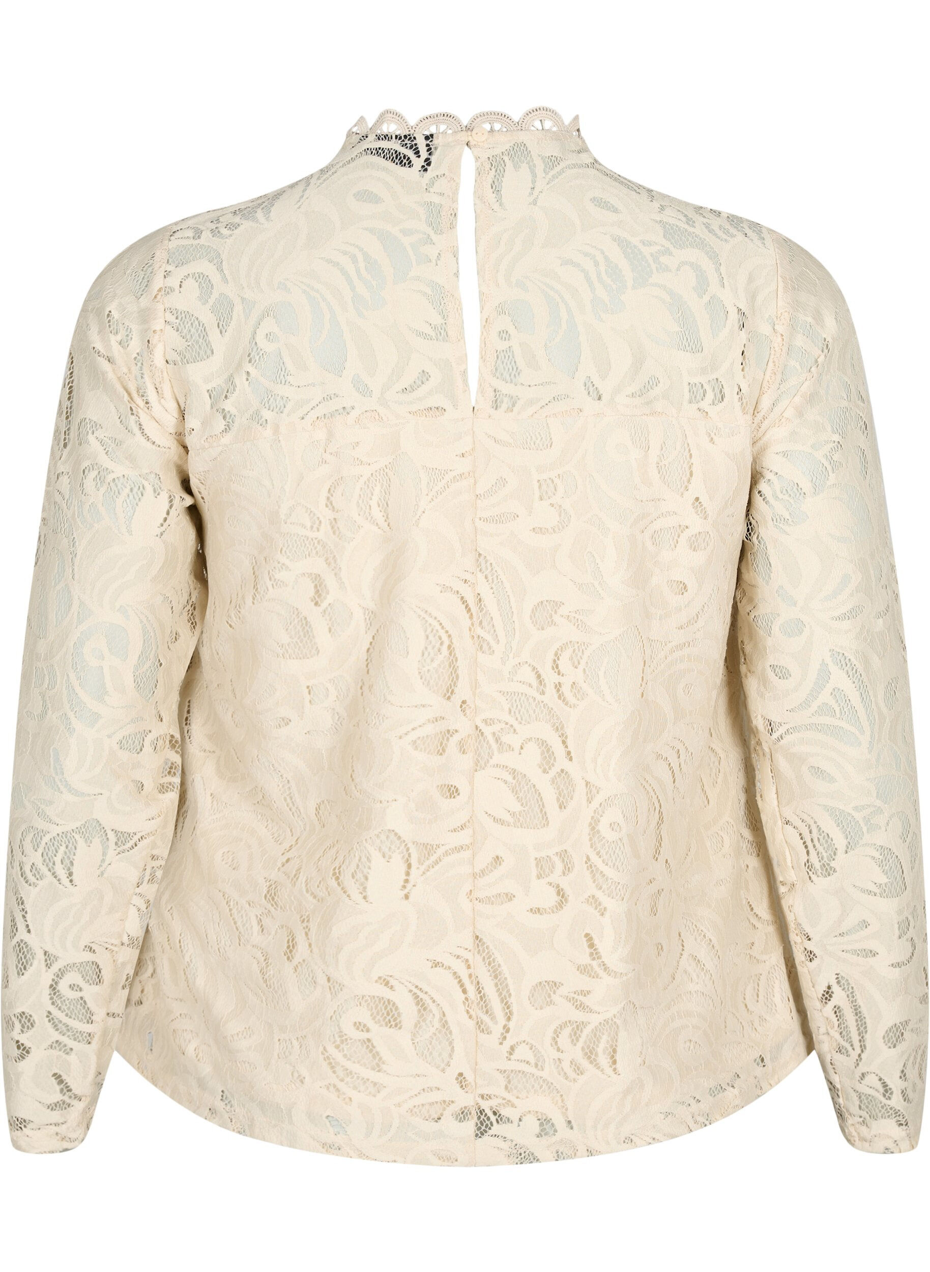 Zizzifashion Long-sleeved lace blouse, Champagne, Packshot image number 1