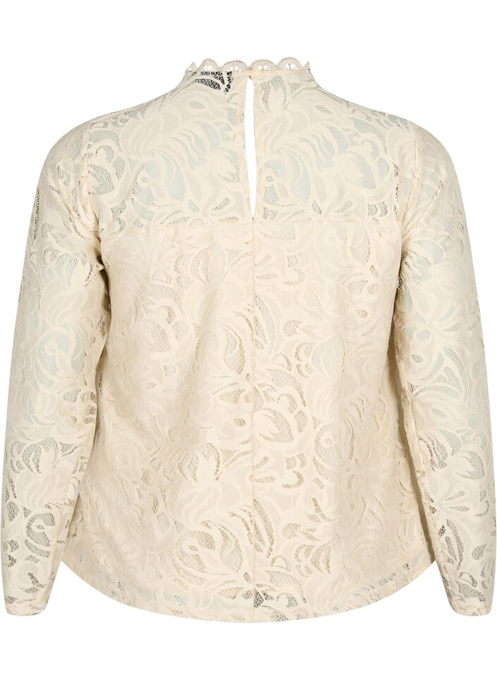 Long-sleeved lace blouse, Champagne, Packshot image number 1