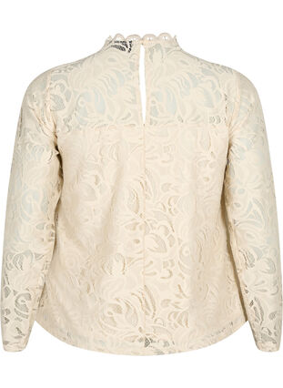 Long-sleeved lace blouse, Champagne, Packshot image number 1