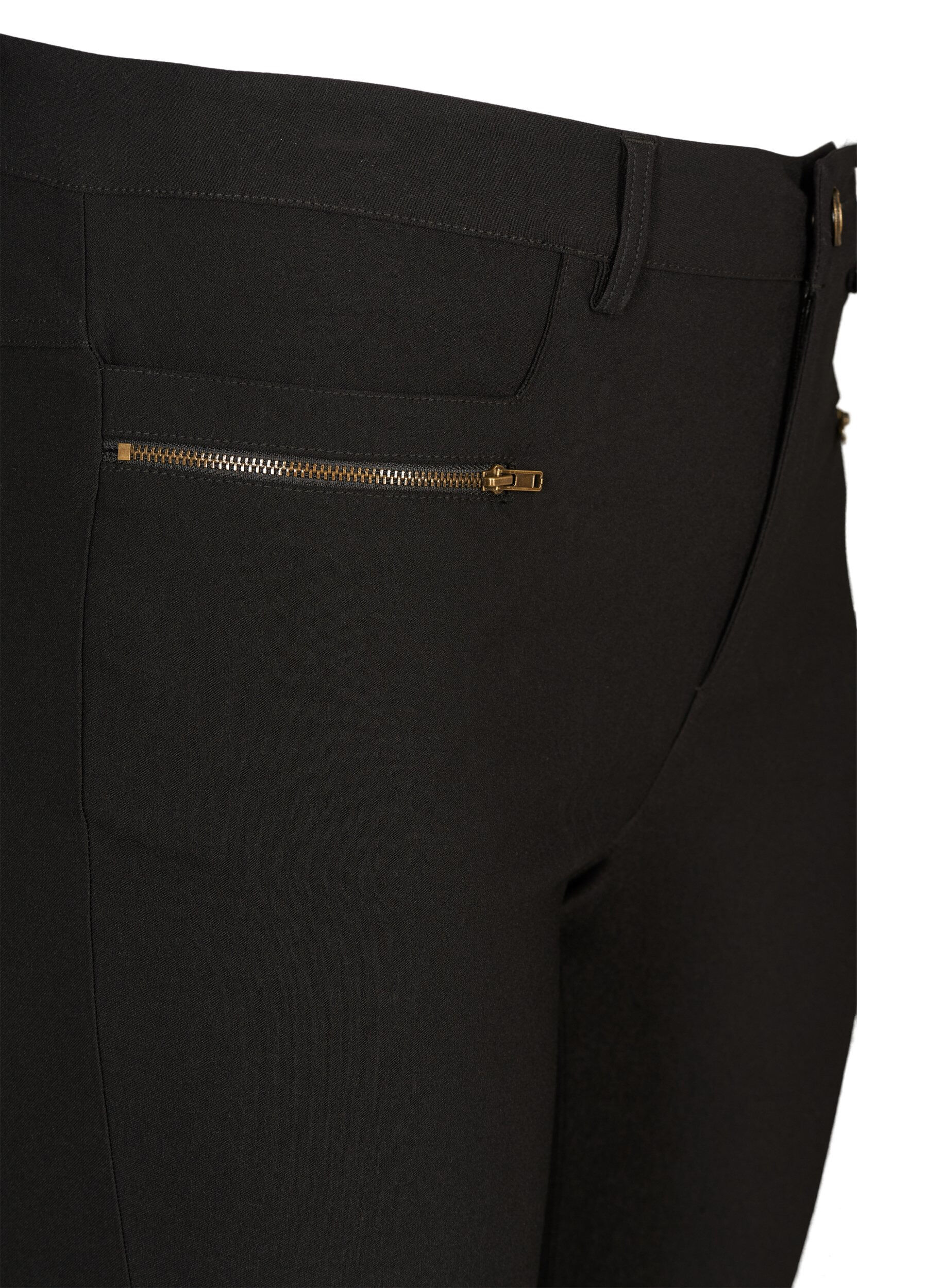 Zizzifashion Close-fitting trousers with zip details, Black, Packshot image number 2